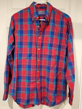 Vintage Sir Pendleton Wool Plaid Shirt – Size M – Red Blue Purple Jewel Tones